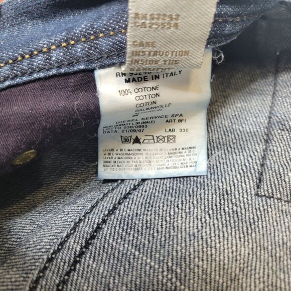 Diesel Men's Size 32 x 28 Jeans Quratt Button Fly - Picture 5 of 5